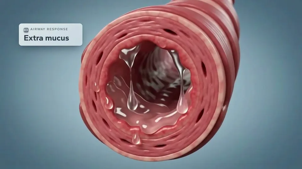 Screenshot from Asthma & Your Airways, showing a medical illustration of the lungs and airways.