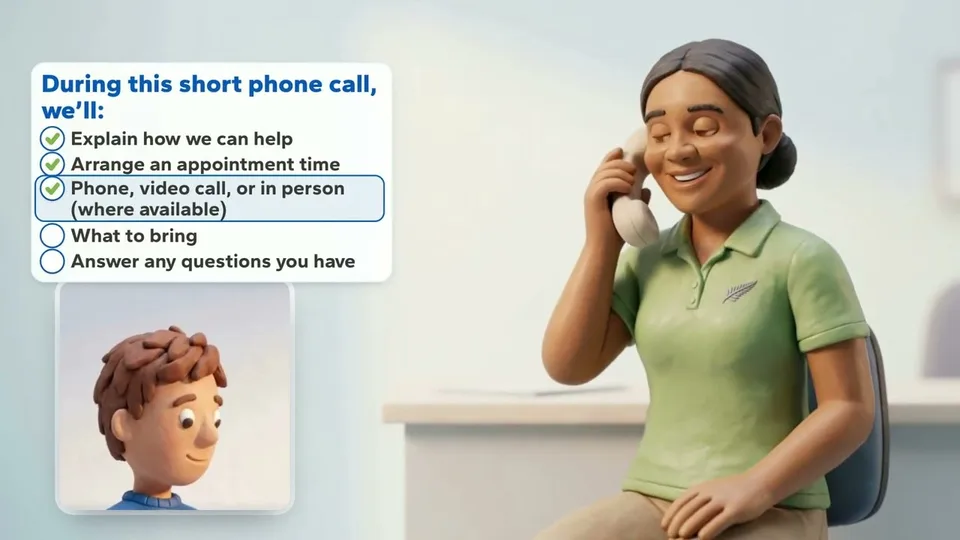 Screenshot from Asthma NZ services, an animated introduction to the charity's nursing support.